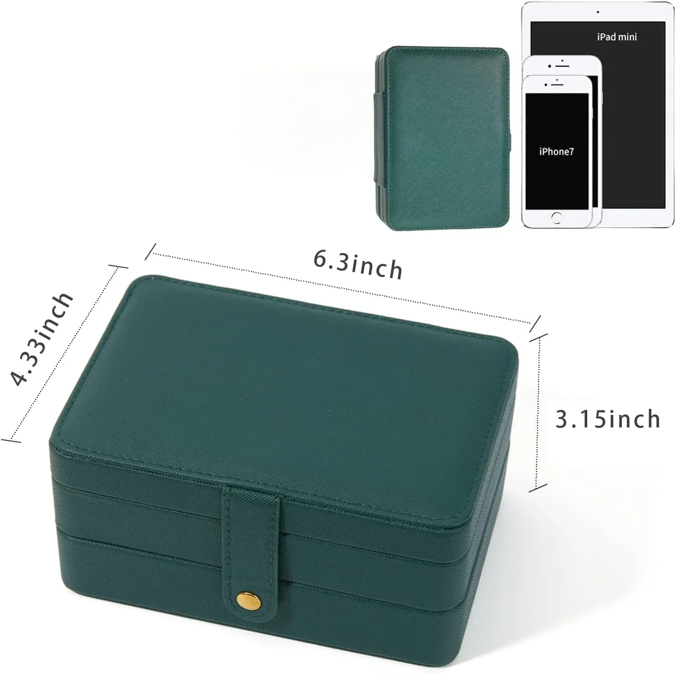 Jewelry Box for Women and Girls, PU Leather Made Jewelry Organizer, 3 Layers Jewelry Storage for Rings, Earings, Necklaces, Bracelets, Valentines Day Gifts (Green Small)