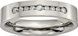 Jewelry By Sweet Pea Titanium Polished 1/4Ct Tw. Diamond 6mm Band (Width=6)