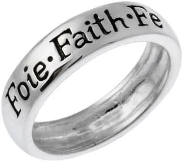 Jewelry Necklaces, Bracelets, Chains and more - 925 Silver 'Foie, Faith, Fe' Inspirational Ring - XFBX9551
