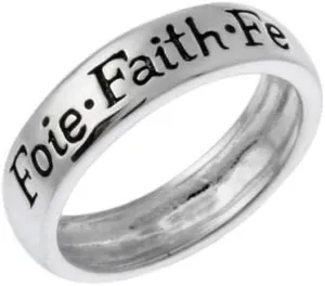 Jewelry Necklaces, Bracelets, Chains and more - 925 Silver 'Foie, Faith, Fe' Inspirational Ring - XFBX9551