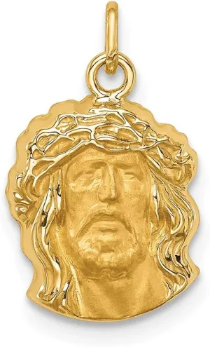 Jewels By Lux 14K Yellow Gold Hollow Polished Satin Small Jesus Medal Pendant