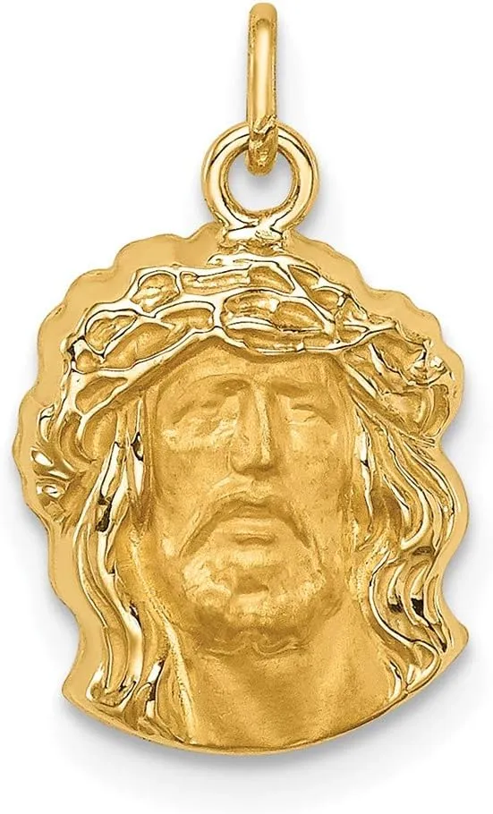 Jewels By Lux 14K Yellow Gold Hollow Polished Satin Small Jesus Medal Pendant
