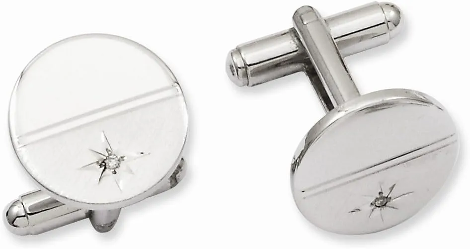 Jewels By Lux Kelly Waters .01 Ct. Diamond Polished & Satin Cuff Links