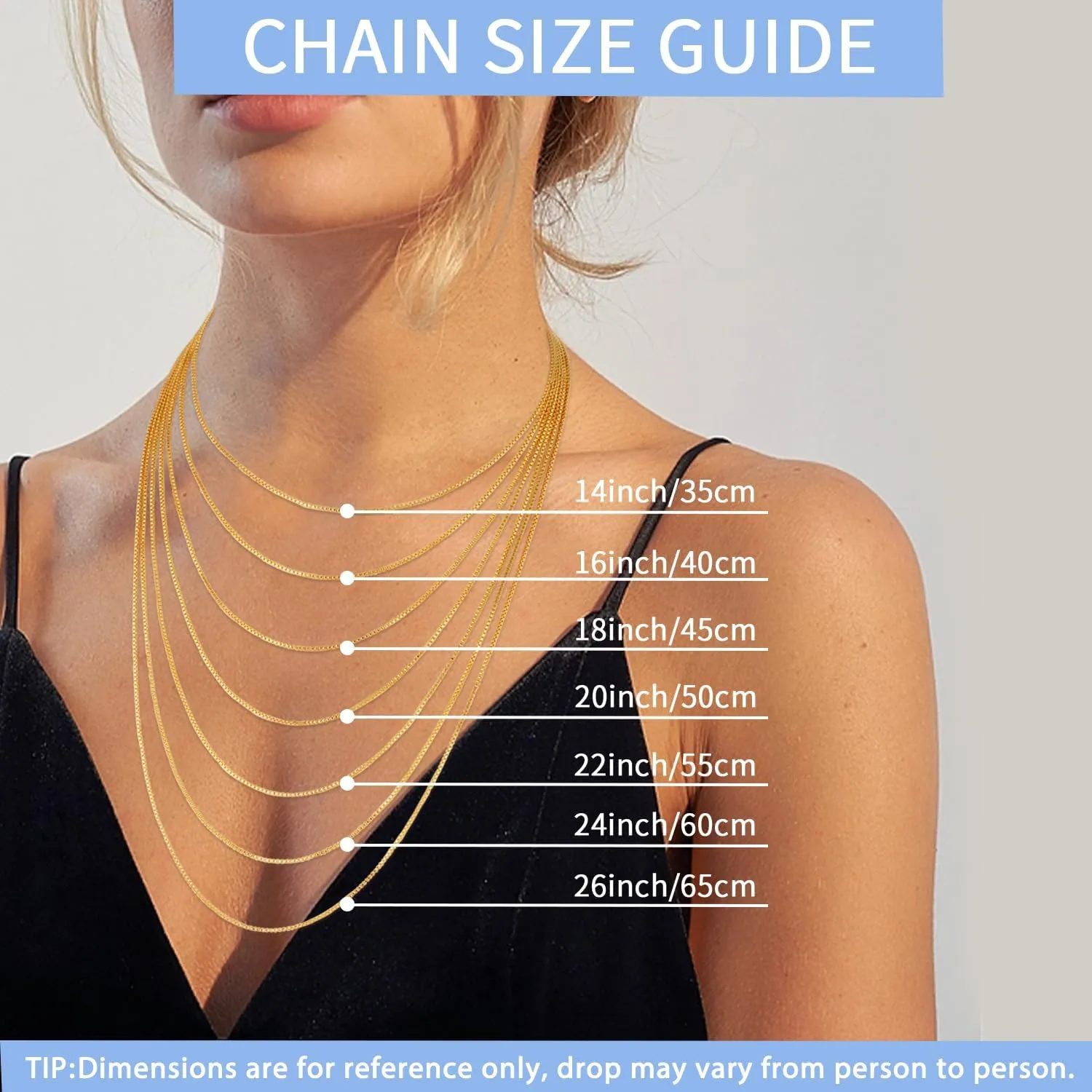 Jewlpire 14-26 Inch Italian 1.3MM 24K Gold Plated 925 Sterling Silver Box Chain Necklace for Women, Thin Women's Chain Necklaces