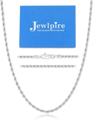 Jewlpire 925 Sterling Silver Chain Necklace for Women Men, 1.5mm Rope Chain Necklace Women's Chain Necklaces 16/18/20/22/24/26 Inch