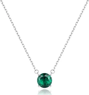 Jewlpire Gifts for Her Birthstone Necklace for Women, 2 Carat Dainty Silver Necklace for Women, Christmas Gift Birthday Gift Mother's Day Gifts for Mom Wife Her