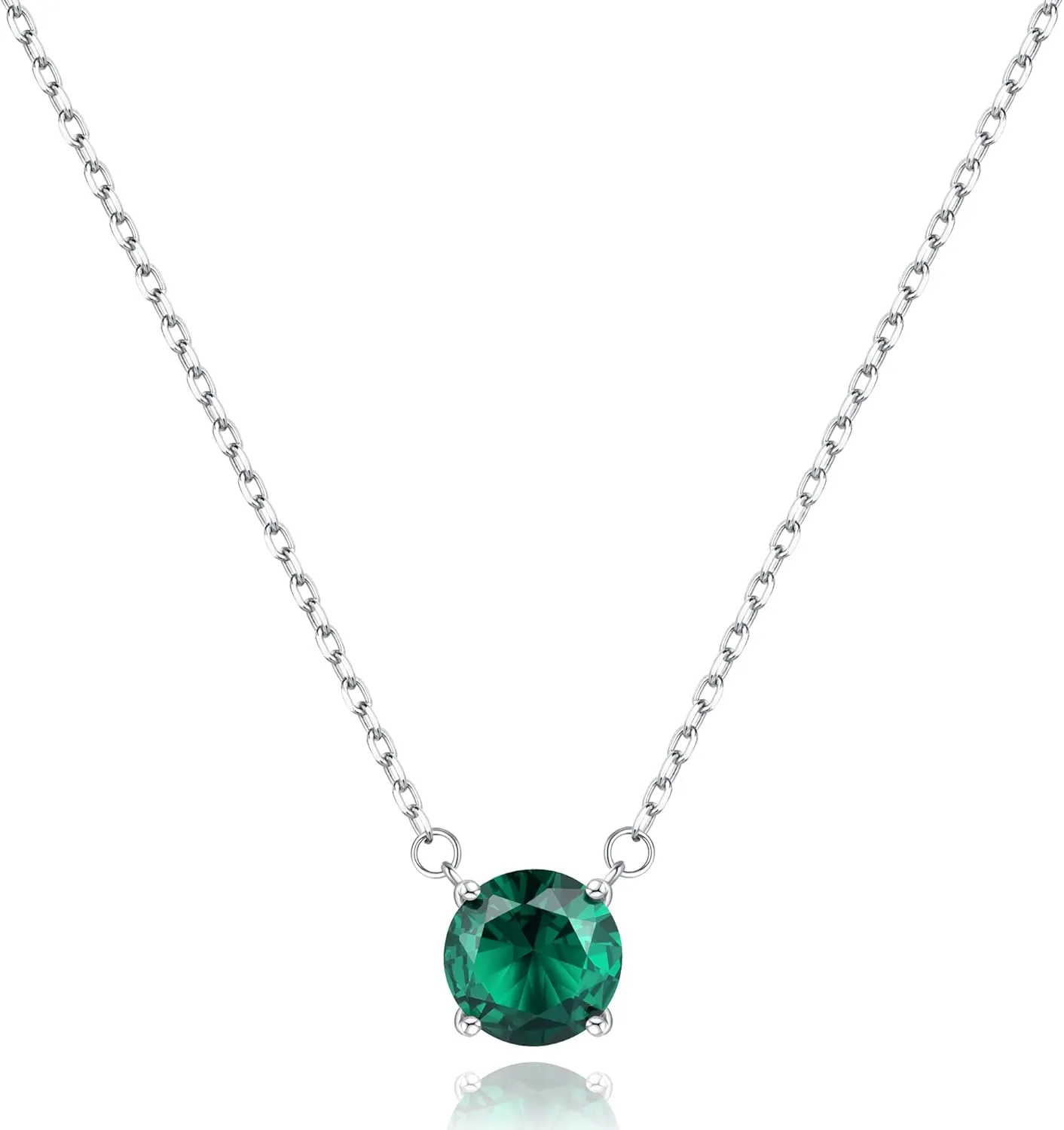 Jewlpire Gifts for Her Birthstone Necklace for Women, 2 Carat Dainty Silver Necklace for Women, Christmas Gift Birthday Gift Mother's Day Gifts for Mom Wife Her