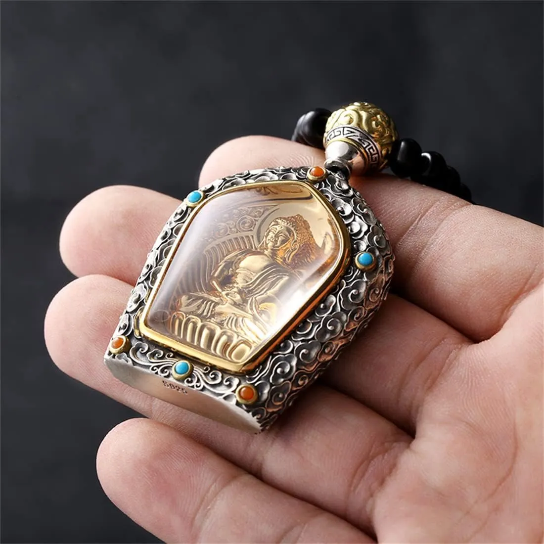 JILIYUPA Good Luck Necklace Tibetan Buddhism Buddha Pendant Totem Pendant Amulet Necklace Religion Lucky Amulet Protection Fengshui Jewelry Reiki Healing for Men Women