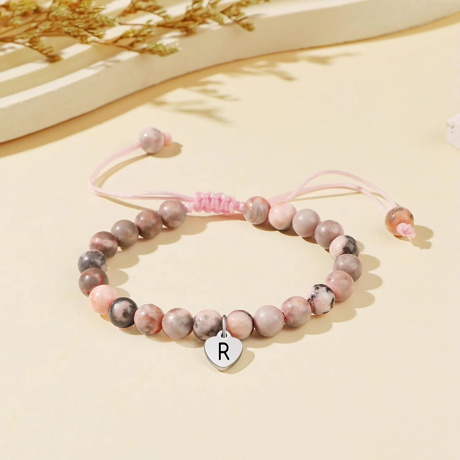 JoycuFF    Bracelets for Teen Girls, Natural Stone/Pink Pearls ,  Birthday Gifts for Daughter Granddaughter Niece