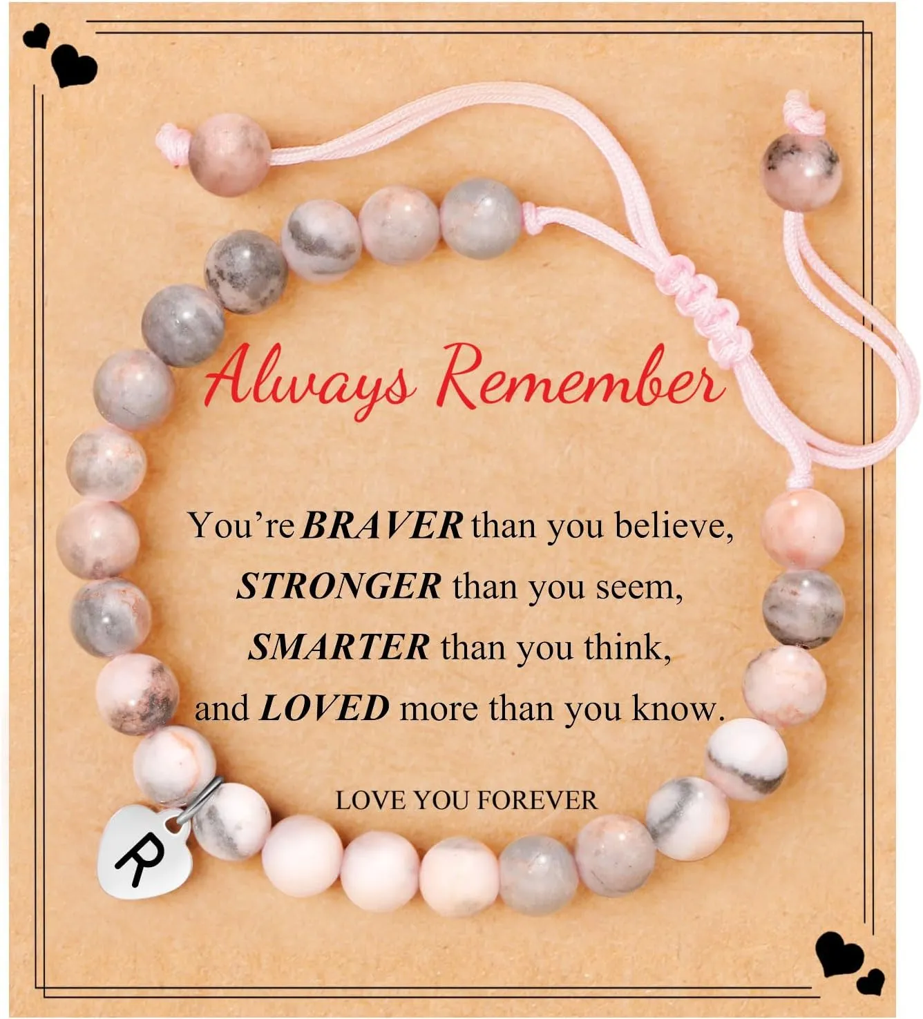 JoycuFF    Bracelets for Teen Girls, Natural Stone/Pink Pearls ,  Birthday Gifts for Daughter Granddaughter Niece