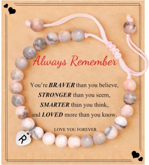 JoycuFF    Bracelets for Teen Girls, Natural Stone/Pink Pearls ,  Birthday Gifts for Daughter Granddaughter Niece