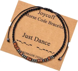 JoycuFF Inspirational Morse Code Bracelets for Men Women Mothers Day Birthday Christmas Gifts for Mom Mother Father Daughter Aunt Grandmother Jewelry Cord Wrap Memorial Graduation Bracelets