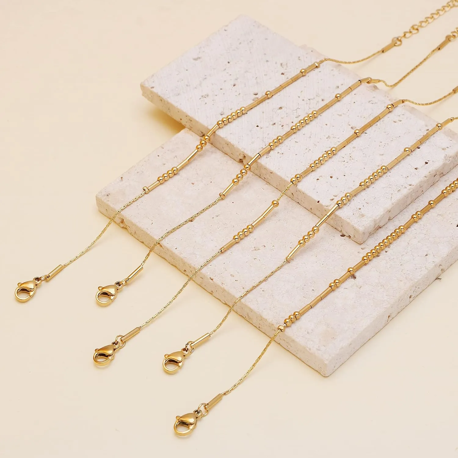 JoycuFF Morse Code     Adjustable Silver Gold Anklets for Women Unique Beach Jewelry Gifts for Her