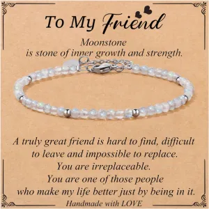 JoycuFF Unique Friendship Gift For Best Friend Birthday, Best Friend Bracelet, Coworker, Christmas Gifts, Moonstone Beaded Bracelets For Women, Inspirational Jewelry For Women