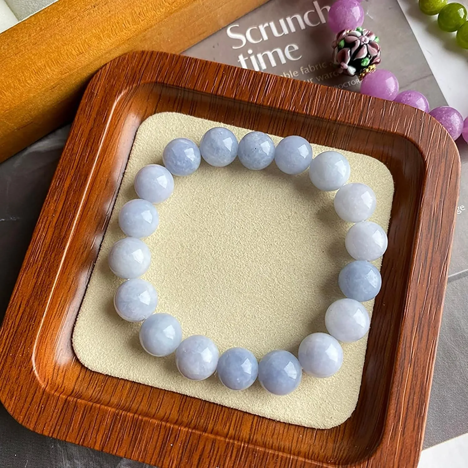 JOYEAR Flower Glass Bead Bracelets,Handmade Flower Enamel Bracelet Unique Style Gift