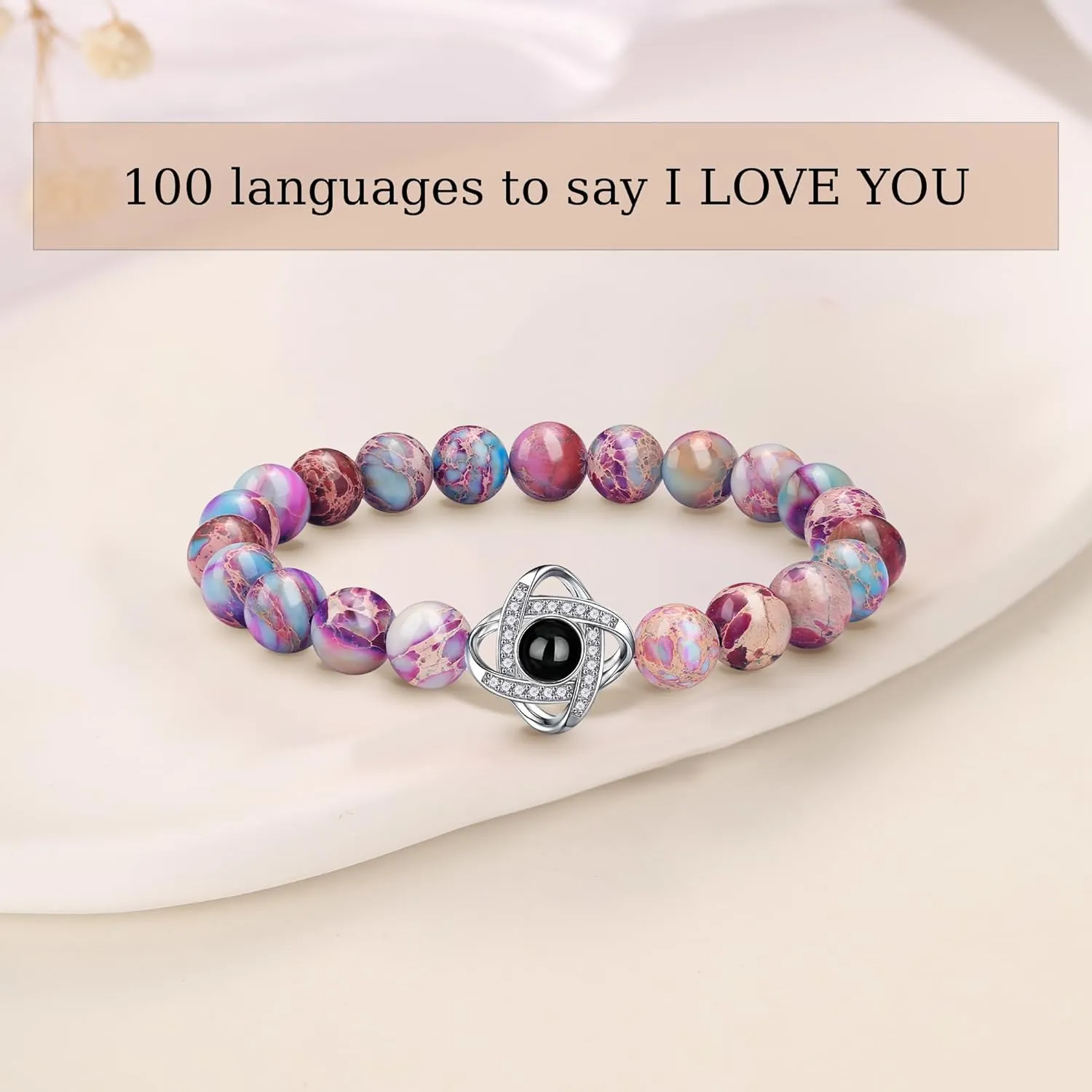 JSJOY I Love You in 100 Languages Bracelet: Unique Gifts for Mom, Daughter, Sister, Girlfriend, Wife - Christmas Stocking Stuffers