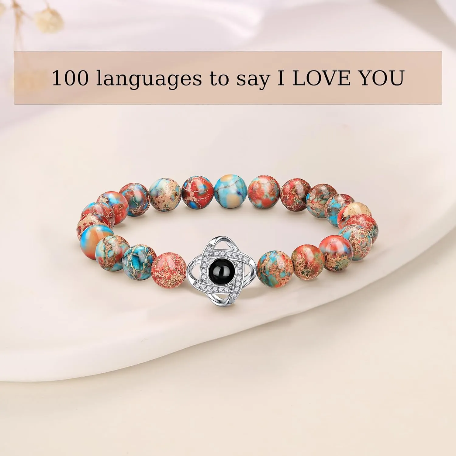JSJOY I Love You in 100 Languages Bracelet: Unique Gifts for Mom, Daughter, Sister, Girlfriend, Wife - Christmas Stocking Stuffers