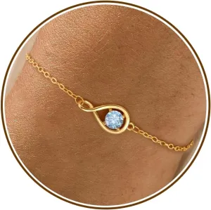 JSJOY Infinity Birthstone Bracelets for Women Unique Birthday Christmas Gifts for Women Mom Dainty Gold Silver Birthstone Bracelet Wedding Gifts