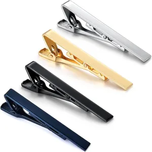 JTLB 4Pcs Men Tie Clip Copper Fashionable Elegant Slick Finish 4 Colors Male Tie Neck Clamp Set