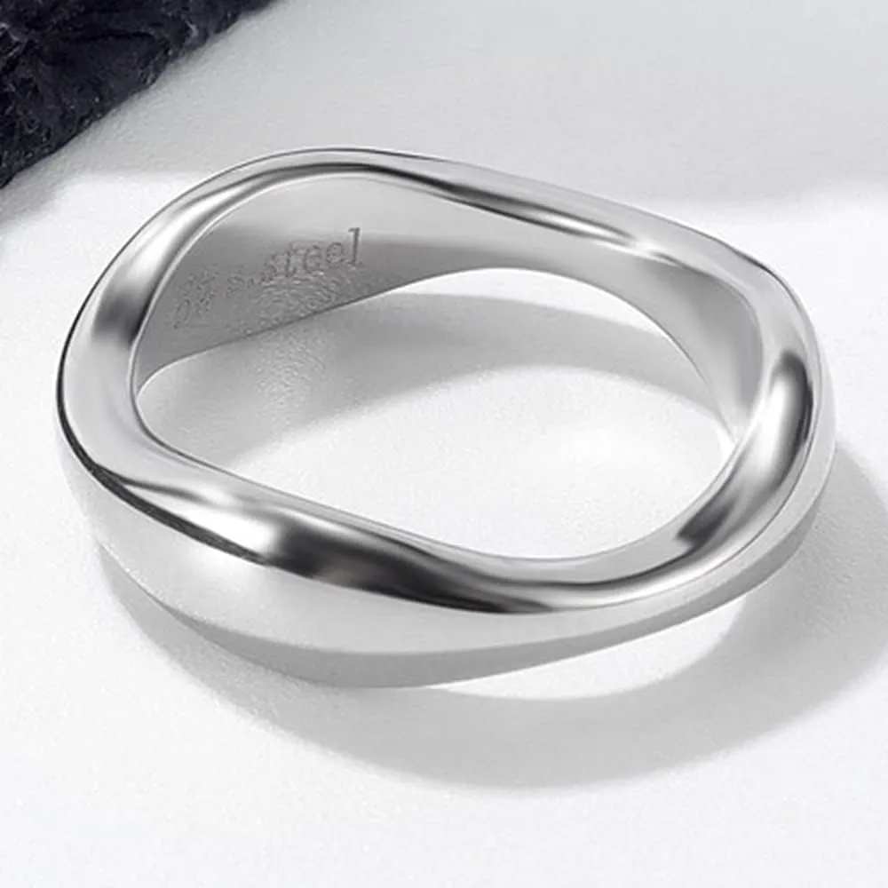 Jude Jewelers Stainless Steel Irregular Shape High Polished Classic Simple Plain Wedding Band Ring