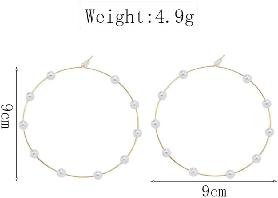 Jumbo Huge Hoops Large Pearls Thin Gold Silver Dangle Lightweight Fashion Chic Jewelry Gift for Women
