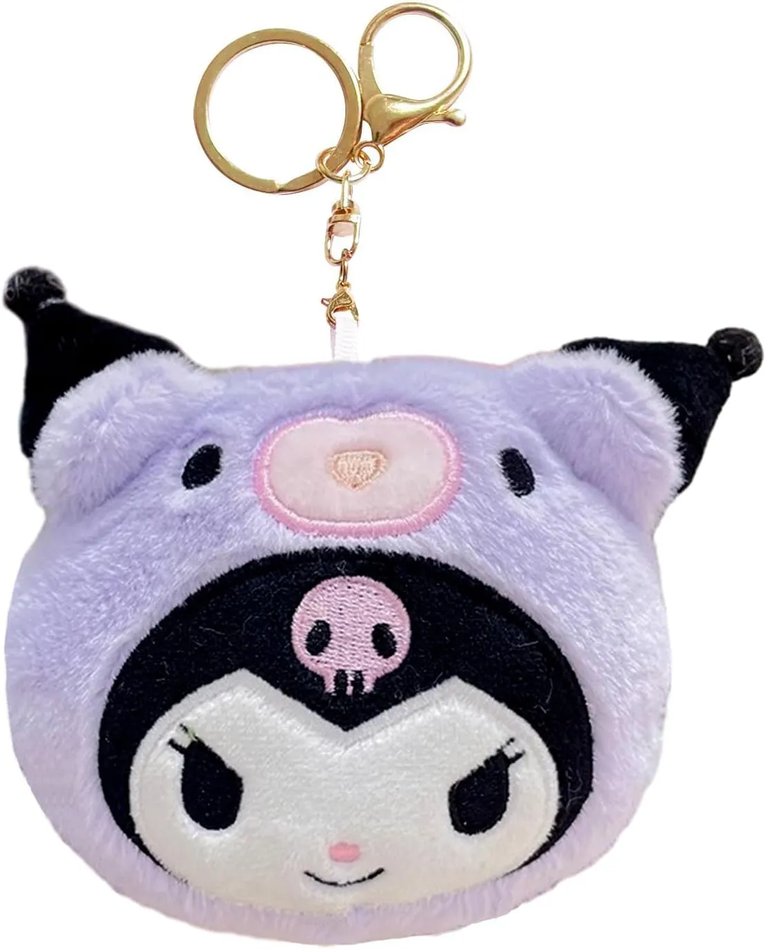 Kawaii Coin Bag, Soft Animals Coin Purse with Zipper, Cute Anime Mini Plush KeyChain Wallet for Crossbag Shoulder Bag Handbag Car Pendants (Kuro)