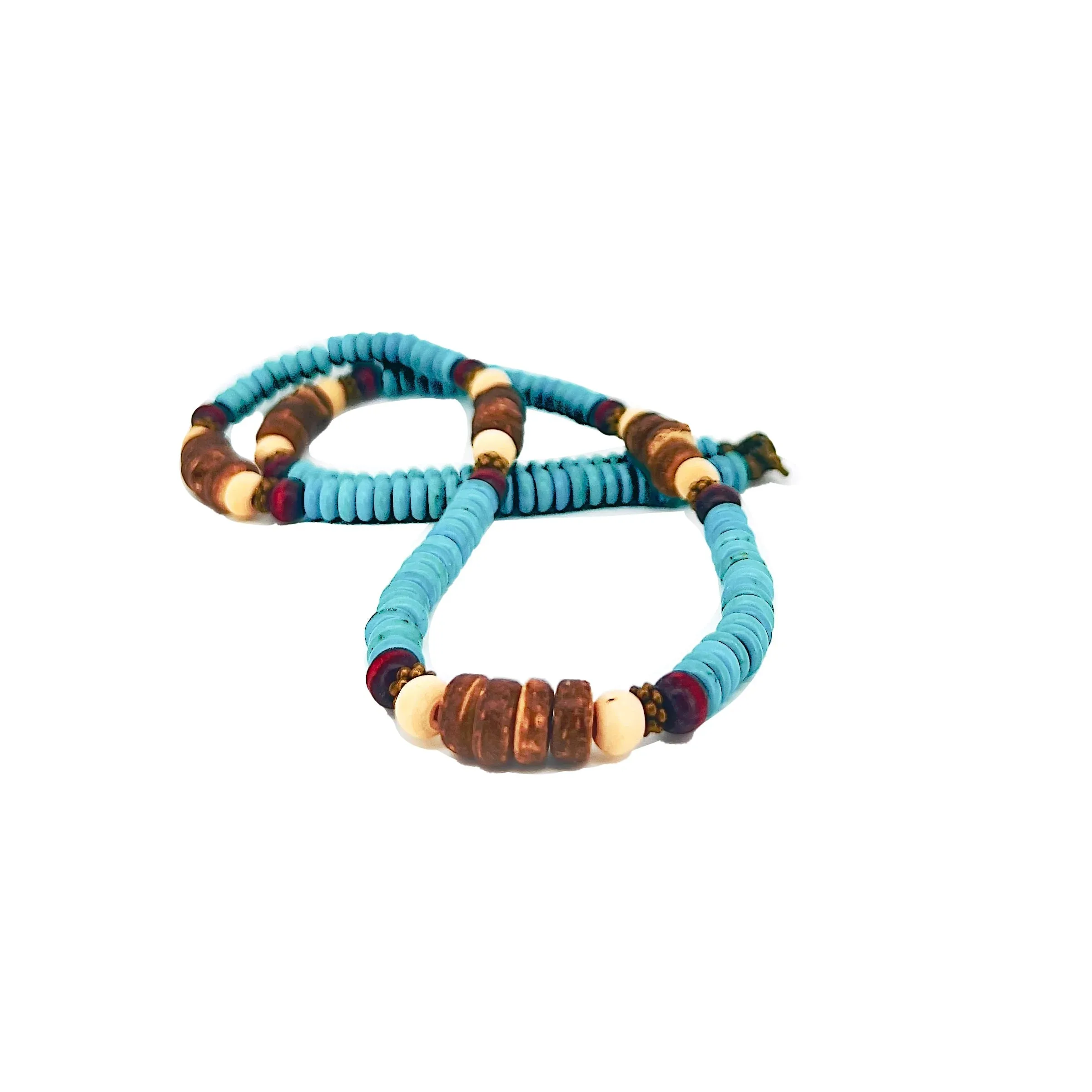 Keelan Beaded Shell & Wood Necklace