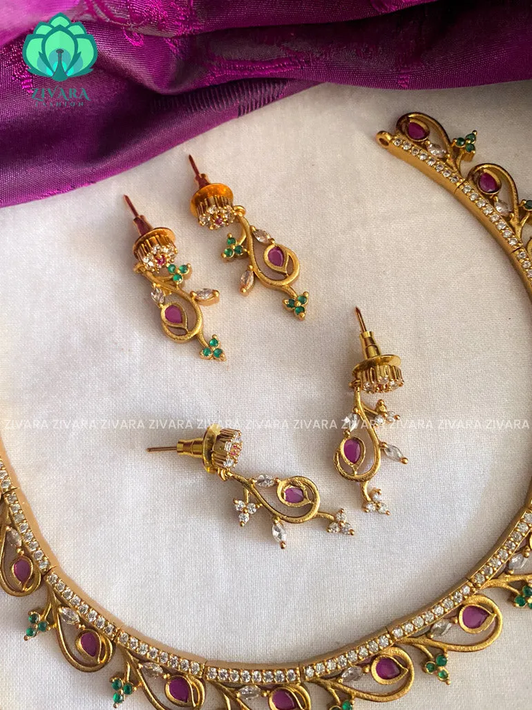 Kids friendly floral neckwear with earrings - latest jewellery designs- Zivara Fashion