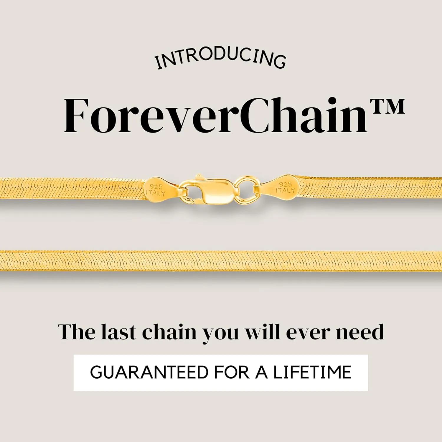 KISPER Solid 925 Sterling Silver 24k Gold Plated Herringbone Necklace for Women & Men, Italian Diamond-Cut 3mm Snake Chain Necklace, Made in Italy, 16-30 Inches