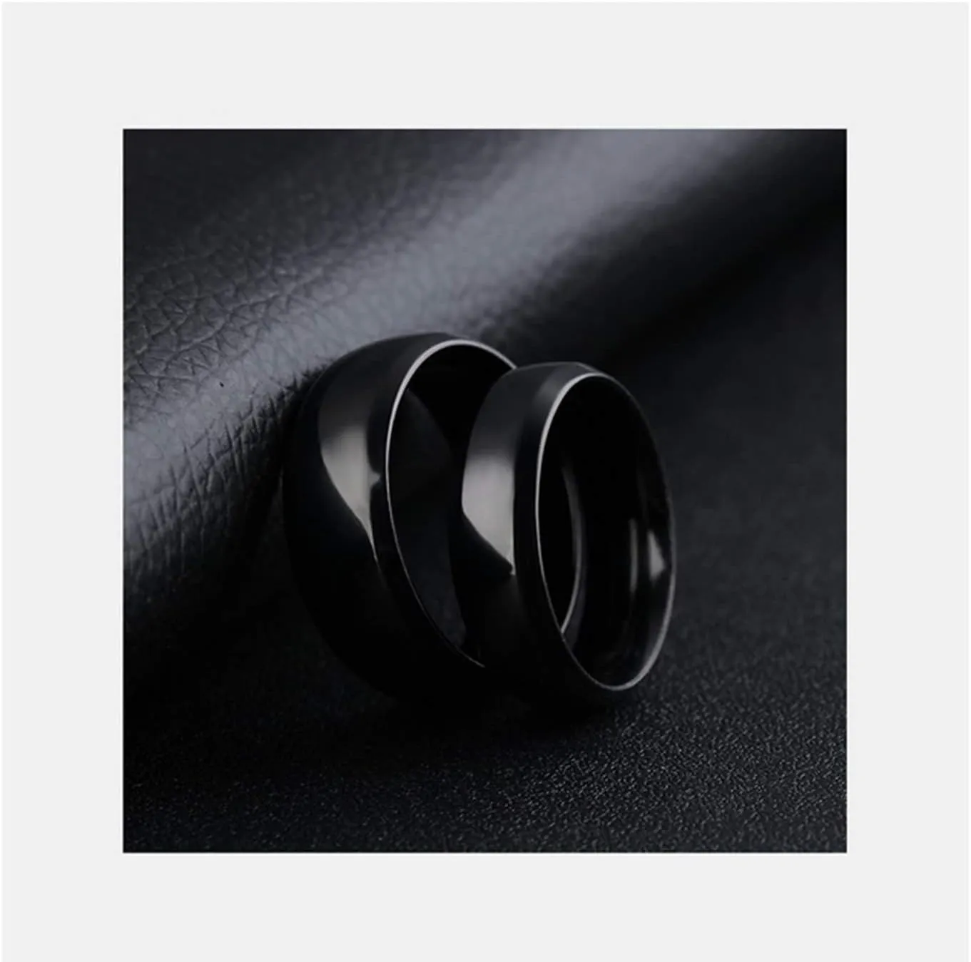 KnSam Couple Ring Stainless Steel High Polished Black Metal Wedding Ring