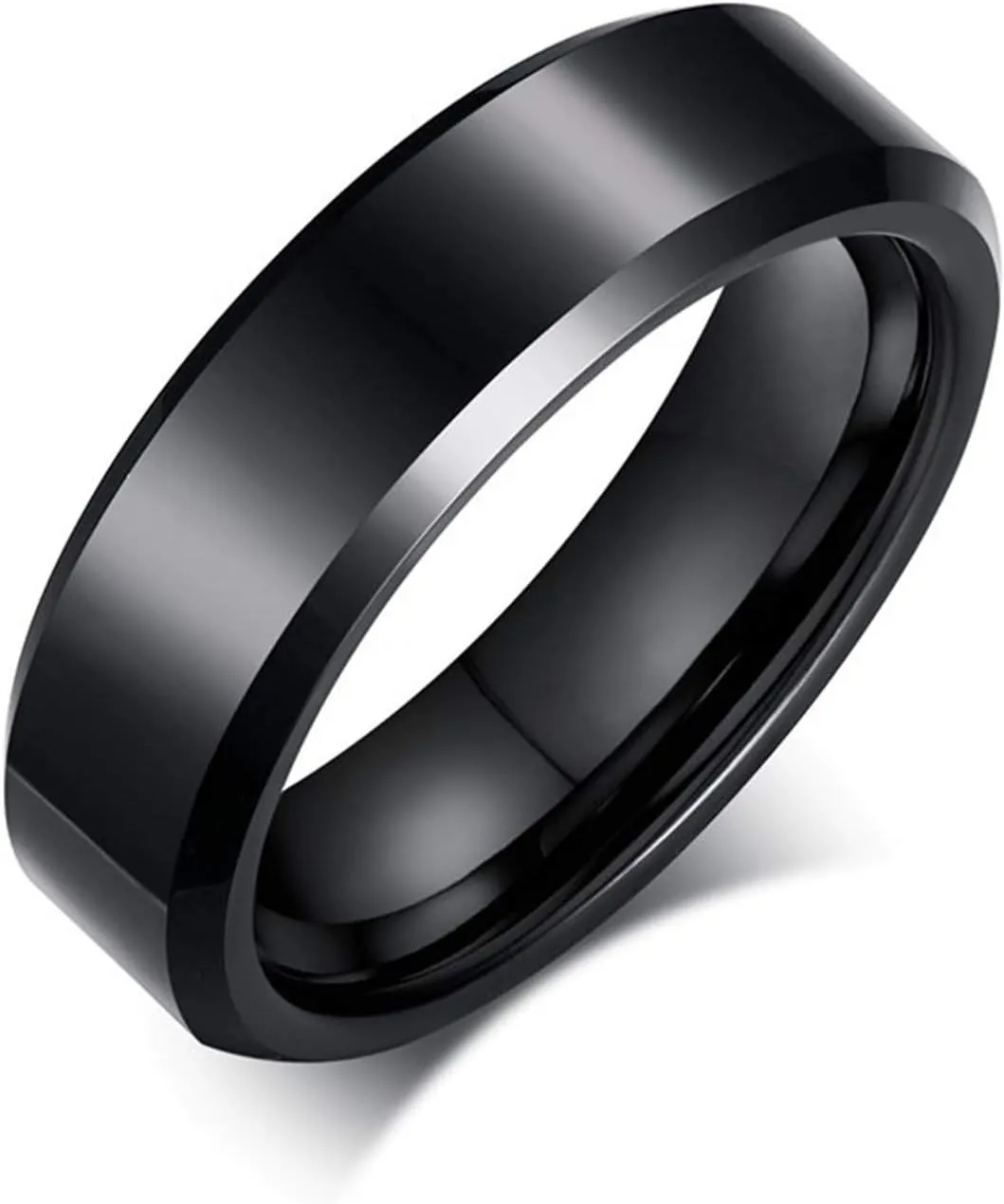 KnSam Couple Ring Stainless Steel High Polished Black Metal Wedding Ring