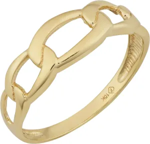 Kooljewelry Minimalist 10k Yellow Gold Polished Figaro Ring