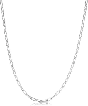 KoolJewelry Sterling Silver Polished 2.3 mm Paperclip Chain Necklace for Men and Women