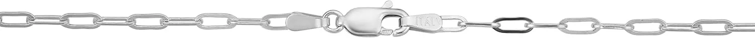KoolJewelry Sterling Silver Polished 2.3 mm Paperclip Chain Necklace for Men and Women