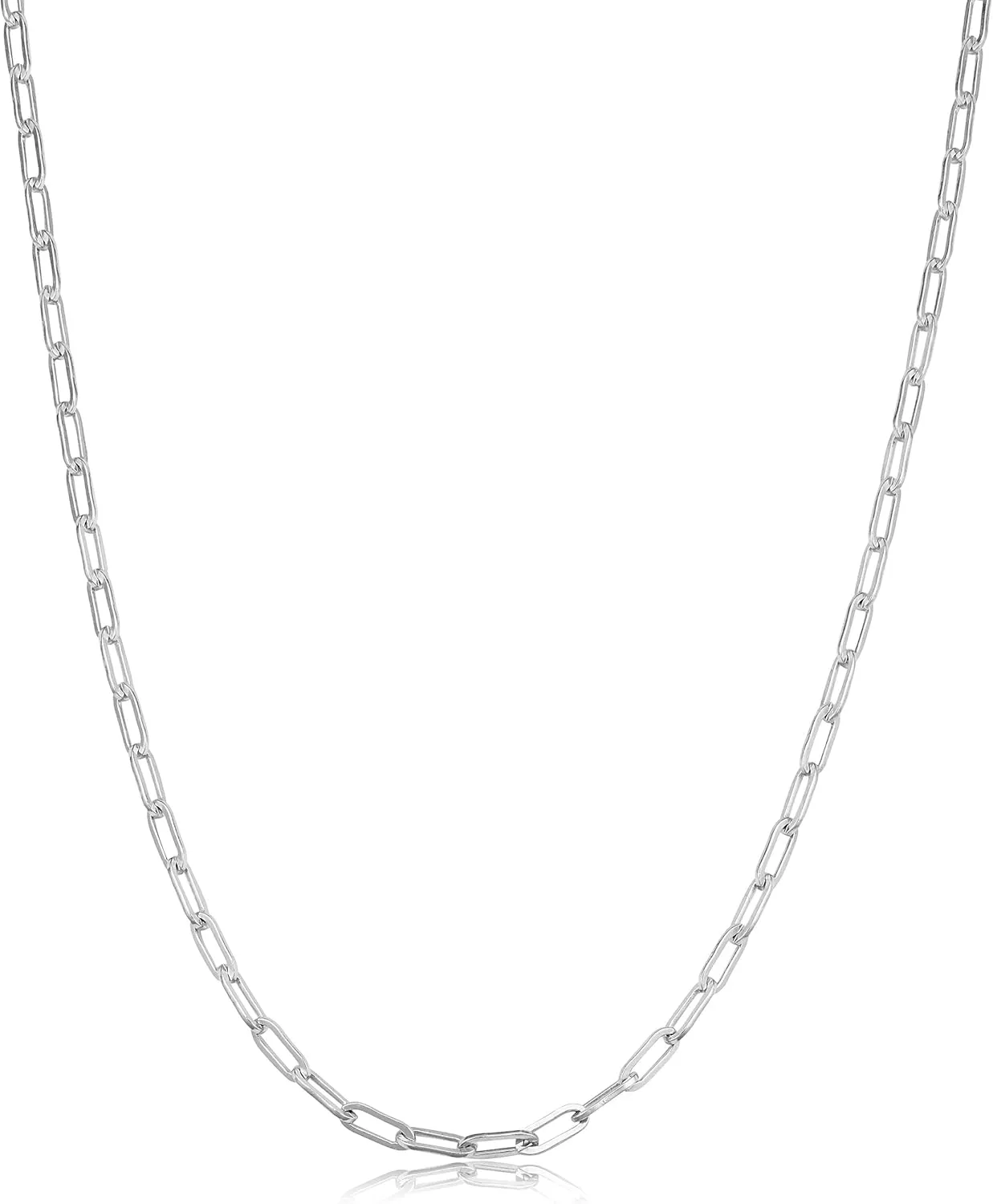 KoolJewelry Sterling Silver Polished 2.3 mm Paperclip Chain Necklace for Men and Women