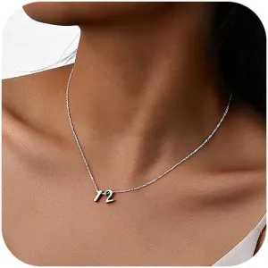 KSF Gold Number Necklace for Women - DIY 10 PCS Number 0-9 Charm Dainty 18K Gold Plated Number Pendant Birth Month Choker Necklace Personalized Jewelry Birthday Gift for Her Women
