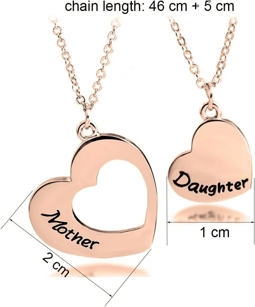 KUIYAI Mother Daughter Necklaces for 2 Engraved Matching Heart Mom Daughter Gift for Her