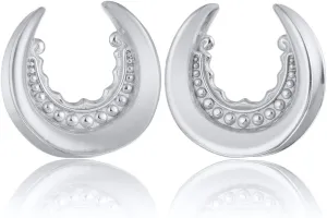 LADEMAYH 2Pcs 1/2 inch Gauges for Ears, Elegant Silver 12mm Gauges for Ears, Chic Design 1/2 Plugs Tunnels Guages for Women, Surgical Steel Saddle Gauge Earrings