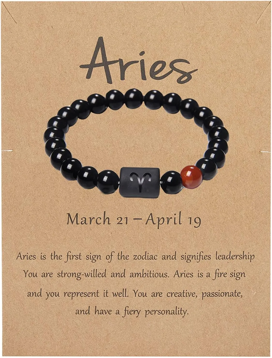 LAKIYOYO Zodiac Bracelet for Men Women Adjustable Natural Black Onyx Stone Bracelet 8mm 10mm Star Sign Constellation Horoscope Bracelet Gifts