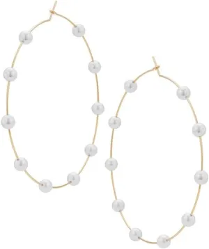 Large Hoops Circle Pearls Earrings 60mm90mmPmm Super Huge Gold Silver Thin Dangle earrings Elegant Women Wedding Jewelry