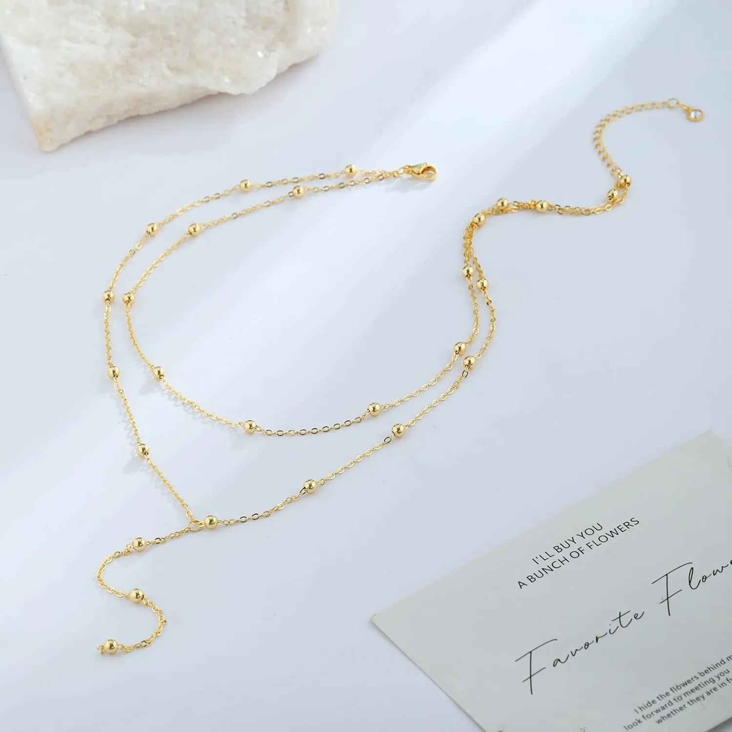 Lariat Gold Necklace for Women, 14k Gold Plated/Silver Y-Shaped Pendant Necklace Trendy Layered Zirconia Lip Chain Drop Long Necklaces for Women Jewelry Gifts