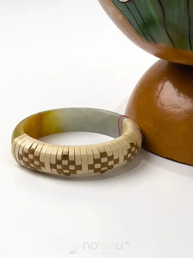 Lauhala Wrapped Jade Bracelets Size 7