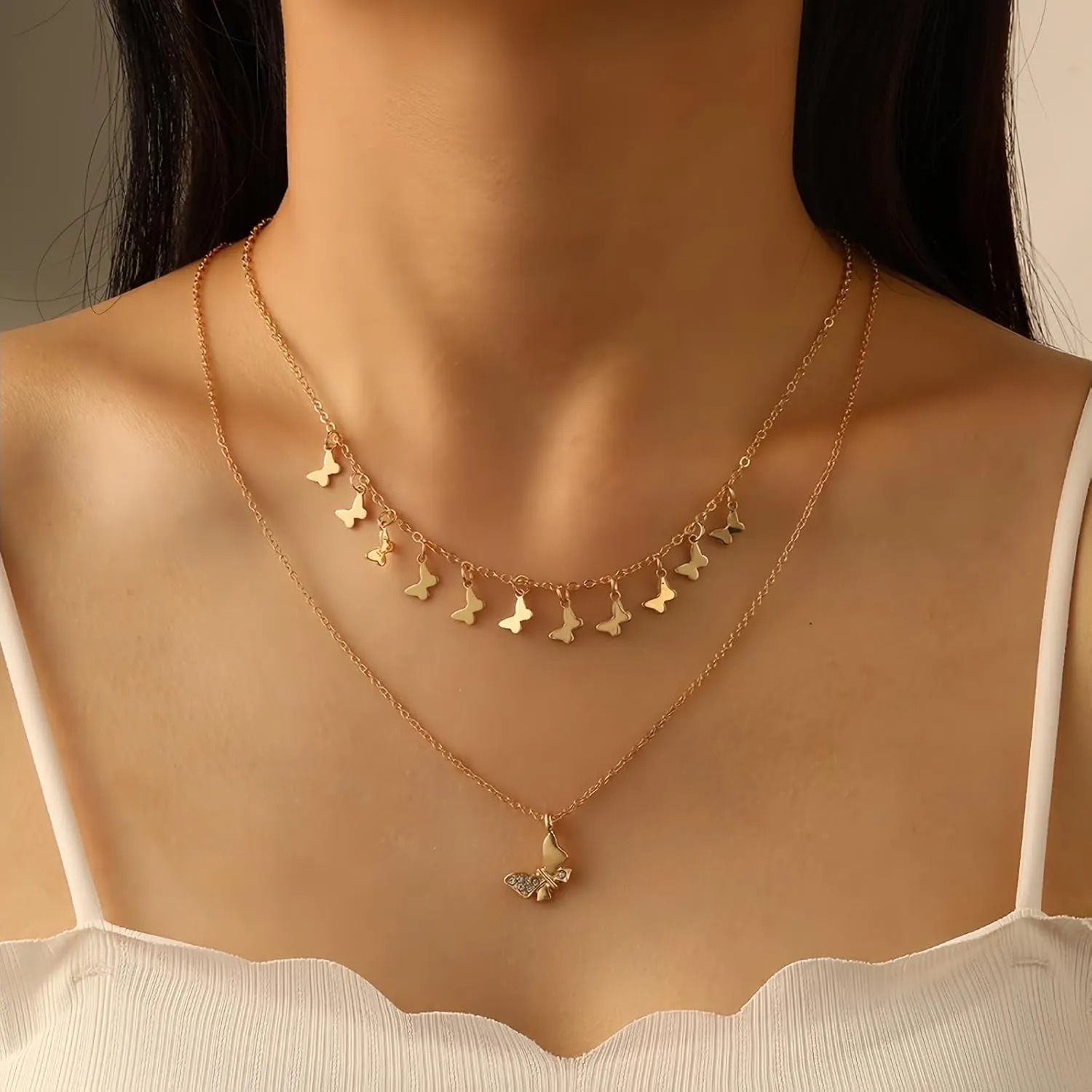 Layered Gold Plated Necklaces For Women Trendy Dainty Non Tarnish Chunky 14k Gold Layering Prom Necklace Set Gold Chain Choker Charm Necklace Stack For Woman