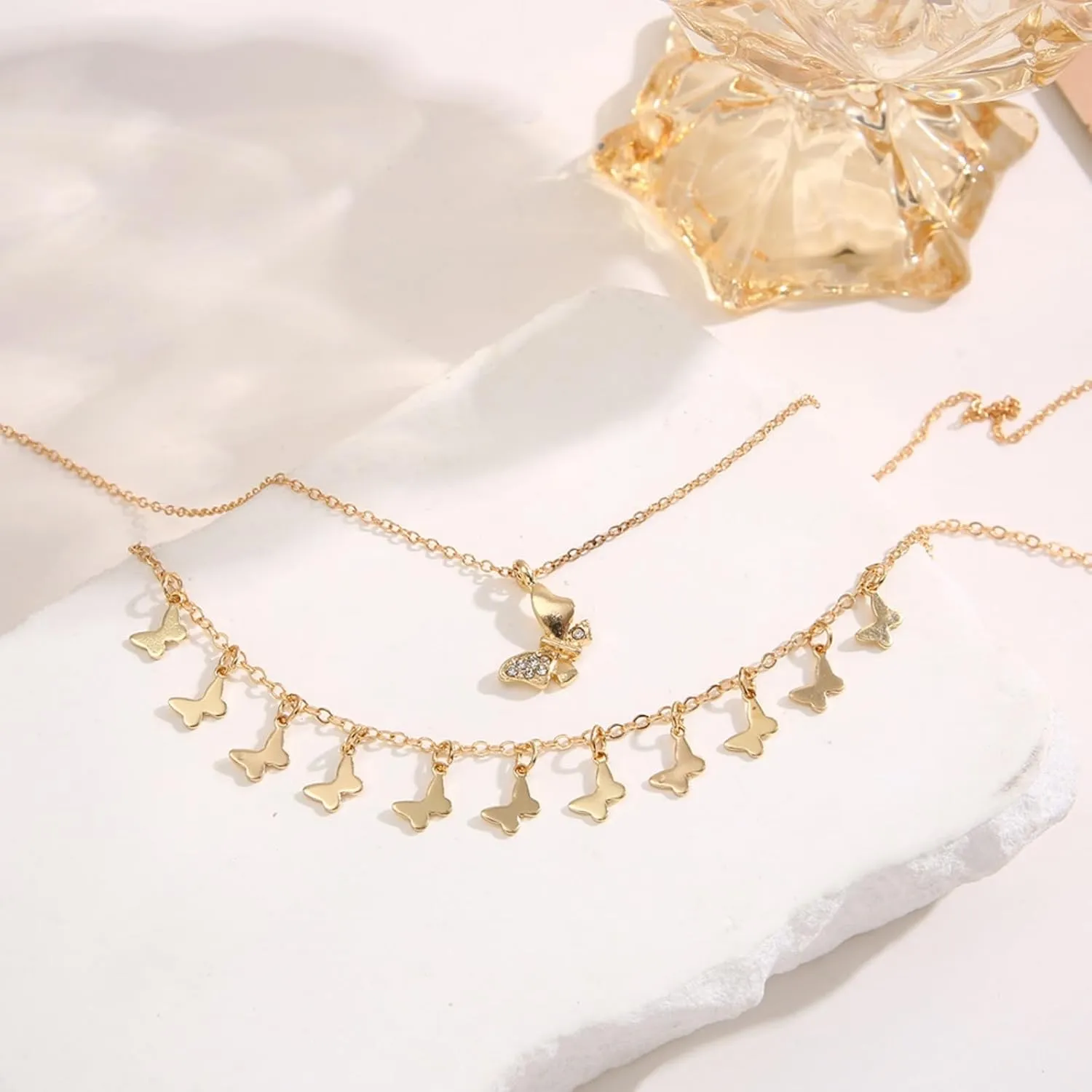 Layered Gold Plated Necklaces For Women Trendy Dainty Non Tarnish Chunky 14k Gold Layering Prom Necklace Set Gold Chain Choker Charm Necklace Stack For Woman