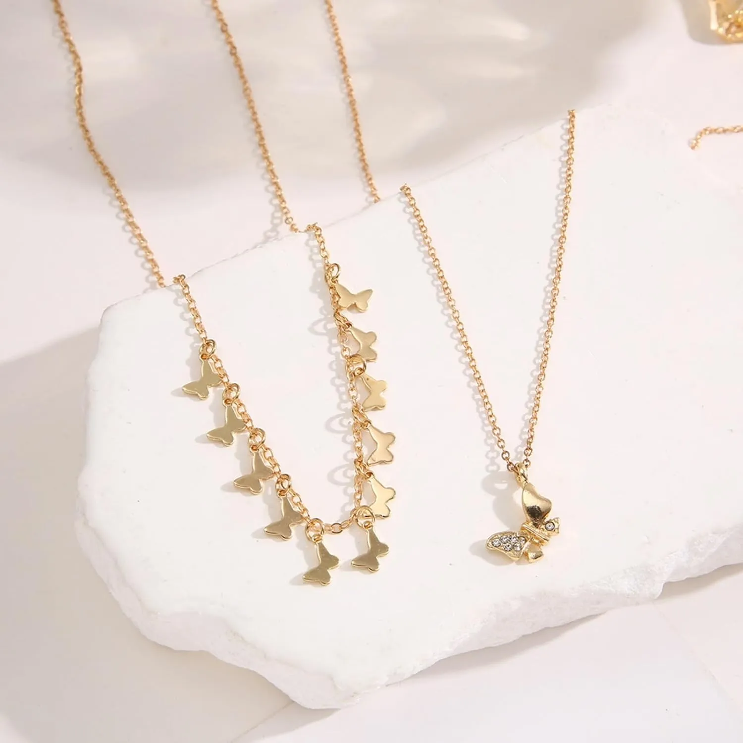 Layered Gold Plated Necklaces For Women Trendy Dainty Non Tarnish Chunky 14k Gold Layering Prom Necklace Set Gold Chain Choker Charm Necklace Stack For Woman