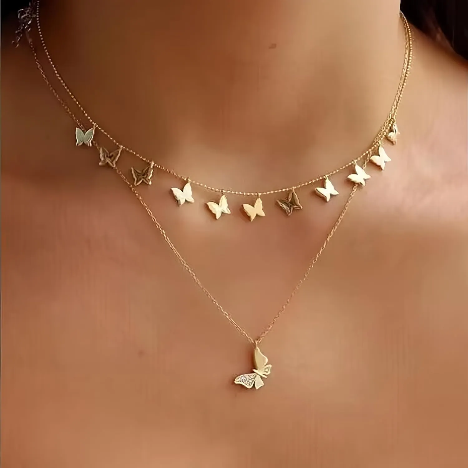 Layered Gold Plated Necklaces For Women Trendy Dainty Non Tarnish Chunky 14k Gold Layering Prom Necklace Set Gold Chain Choker Charm Necklace Stack For Woman