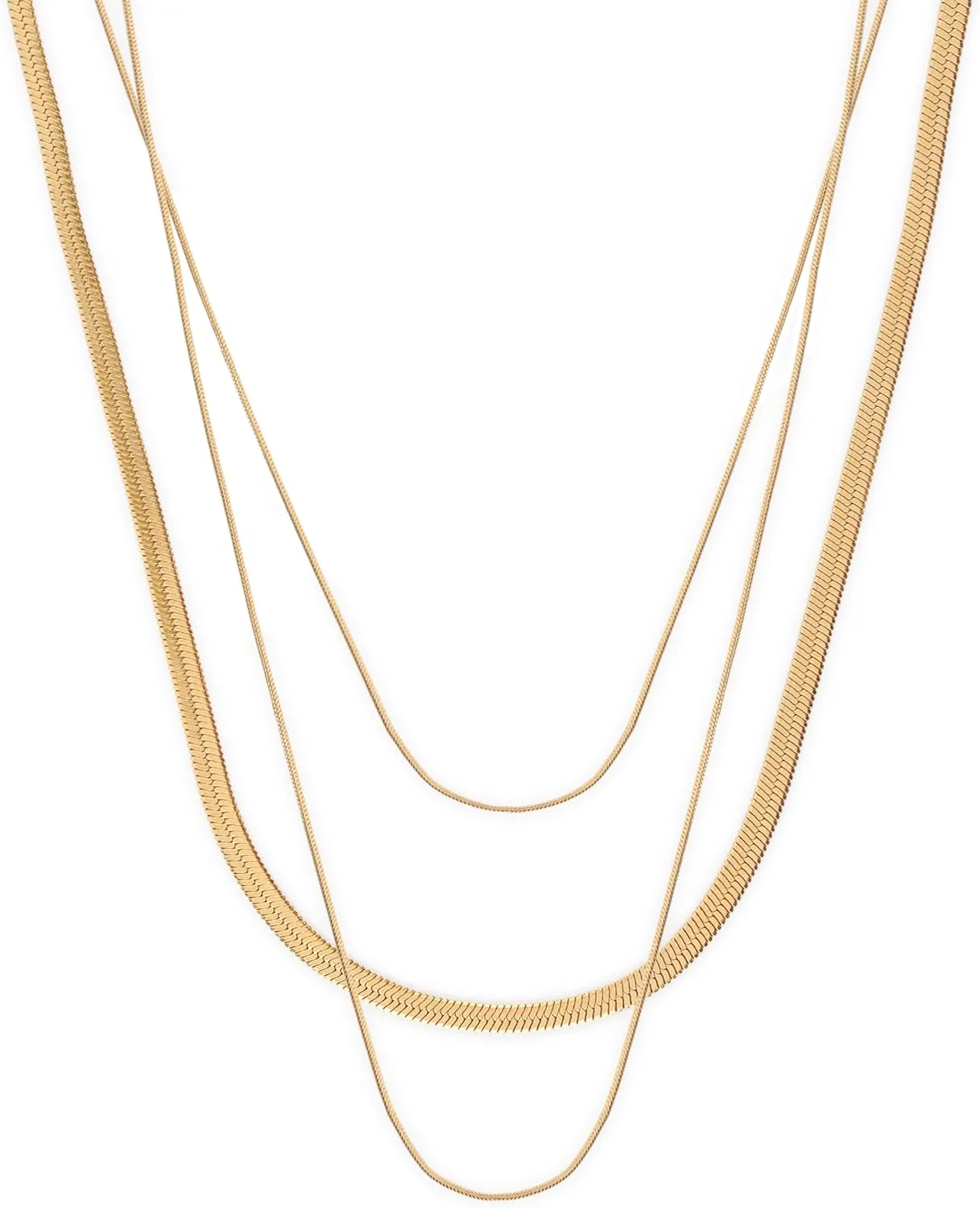 Layered Necklaces | Waterproof 18k Real Gold Plated Jewelry | Non Tarnish | PVD coated | Women's Jewelry | Gold Necklace for Women | Herringbone Necklace for Women | Snake Necklace