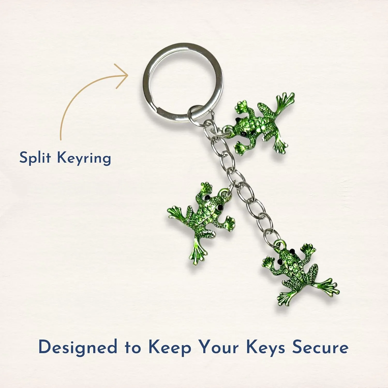 Leaping Frogs Keychain with Drawstring Bag - 4.25 in Long