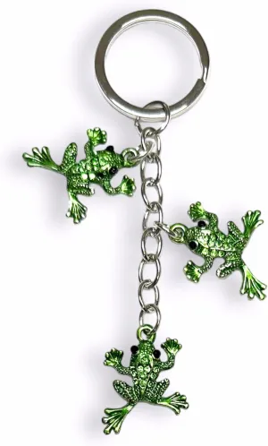 Leaping Frogs Keychain with Drawstring Bag - 4.25 in Long