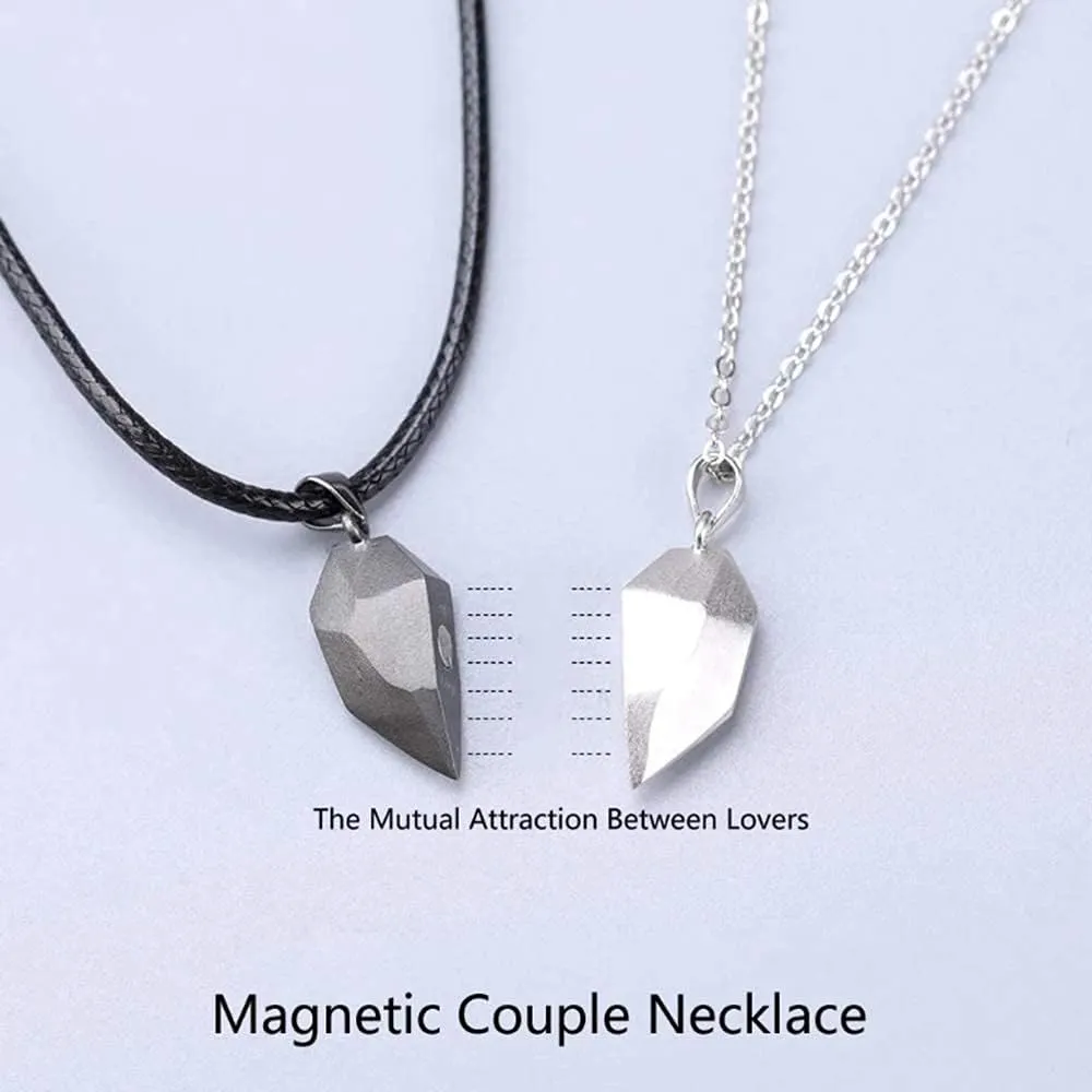LEGENSTAR Two Souls One Heart Pendant Necklaces for Couple,Wishing Stone Creative Magnet Couples Necklace